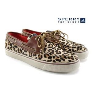Sperry Leopard cow hide loafer shoes size 8.5